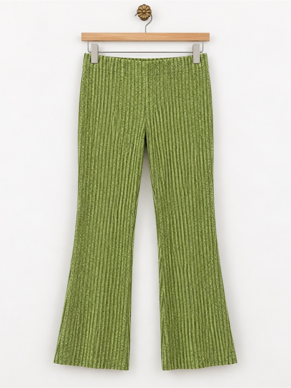 Urban Outfitters green ribbed knit flare pants high waist retro bell bottom